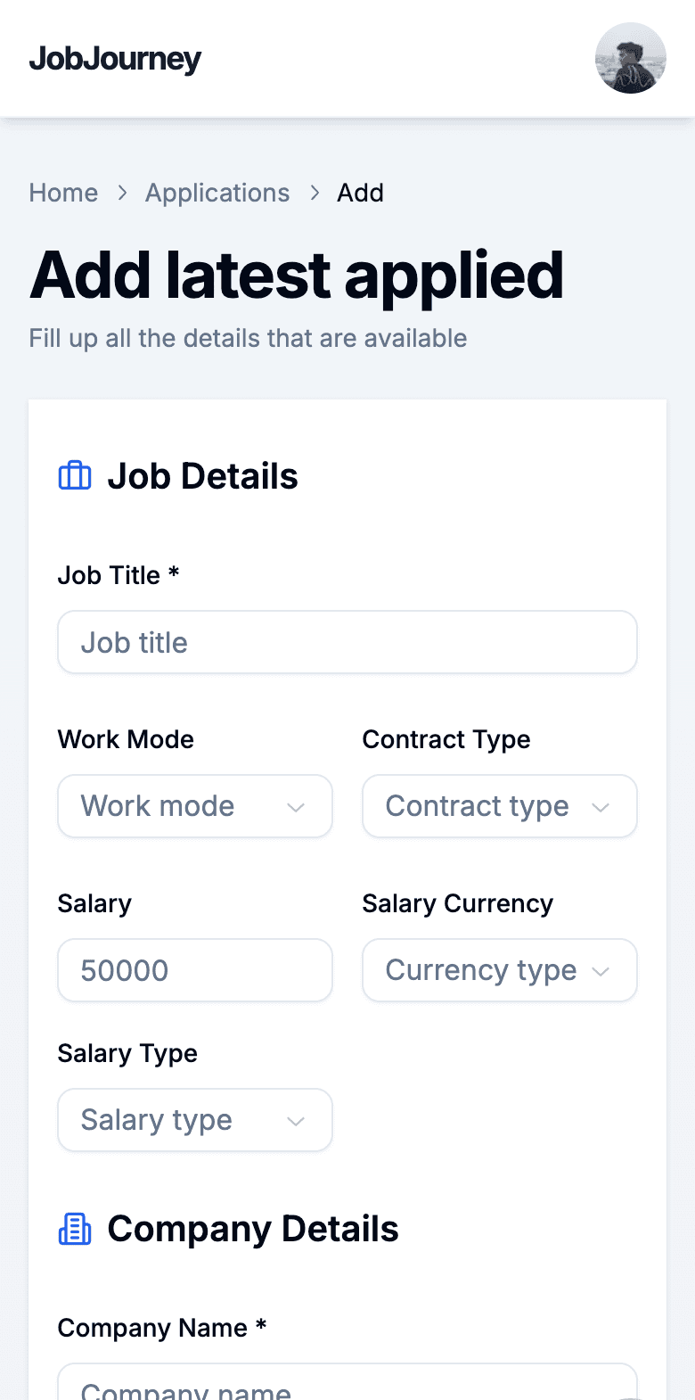 Easy Application Entry